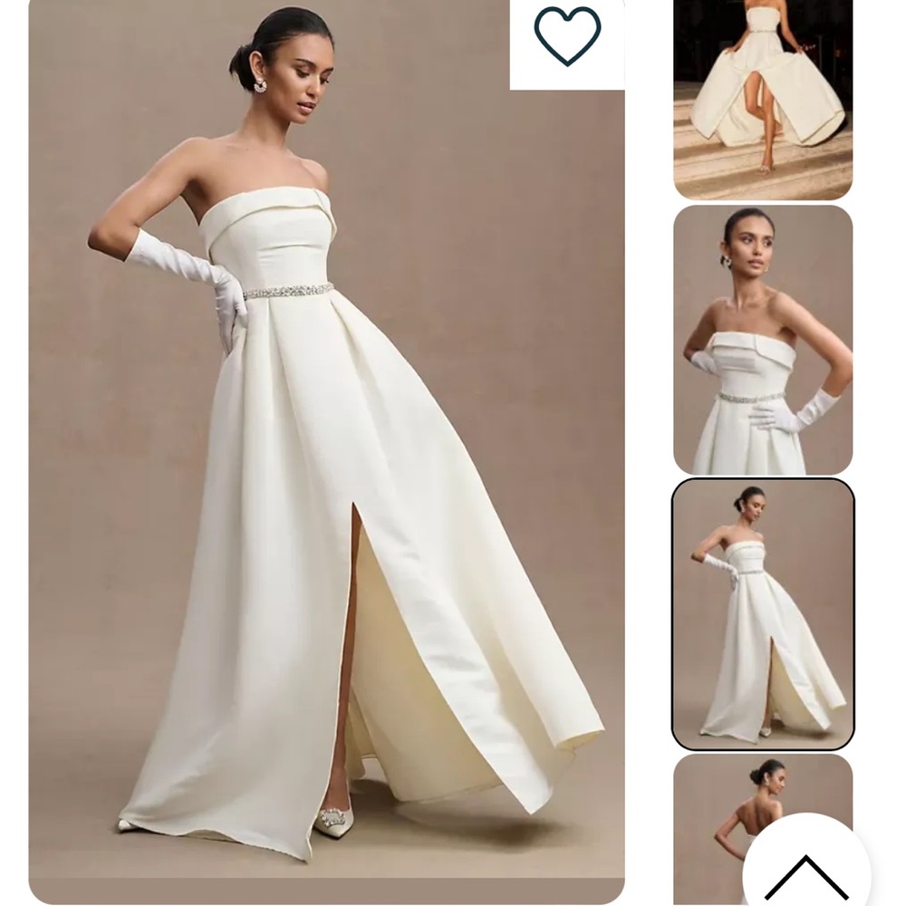 Sachin + Babi Elegant White Strapless Wedding Dress